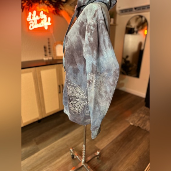 Yours Truly “Sinner & Saint” Rhinestone Tie dye Hoodie - Picture 3 of 7